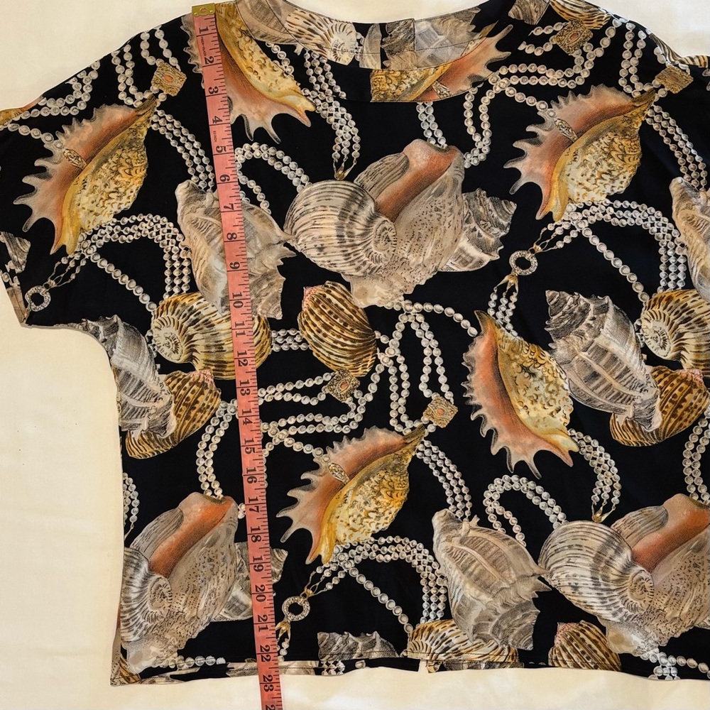VTG 80s/90s Silk Nautical/Baroque/Coastal Grandma Blouse Size 12 - Picture 5 of 9